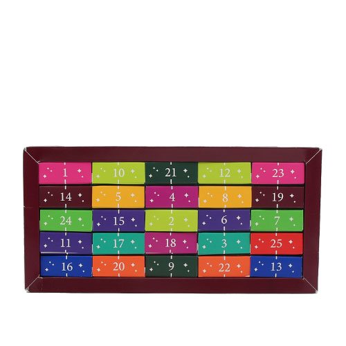 Julekalender æske m. pyramide teposer (turkis) Ø