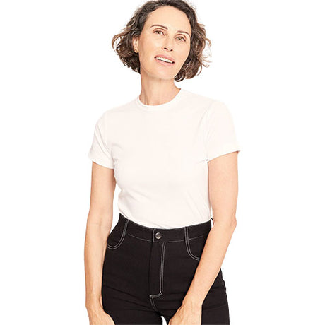 Women's Ribbed Crew Neck T-Shirt hvid str. XL