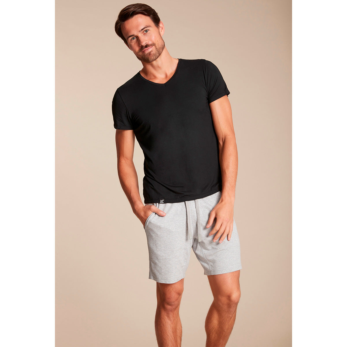 Bambu T-shirt Herr V-hals svart