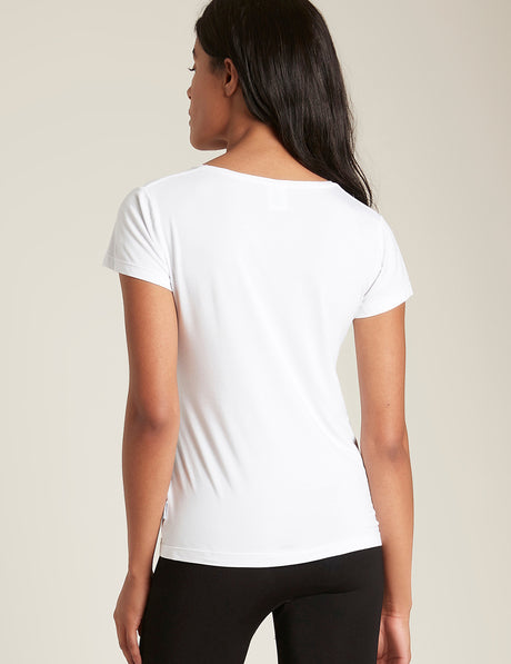 Bambu T-shirt V-hals Dam Vit