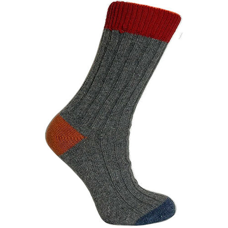 Merinostrømper Grå/rød str. 35/38