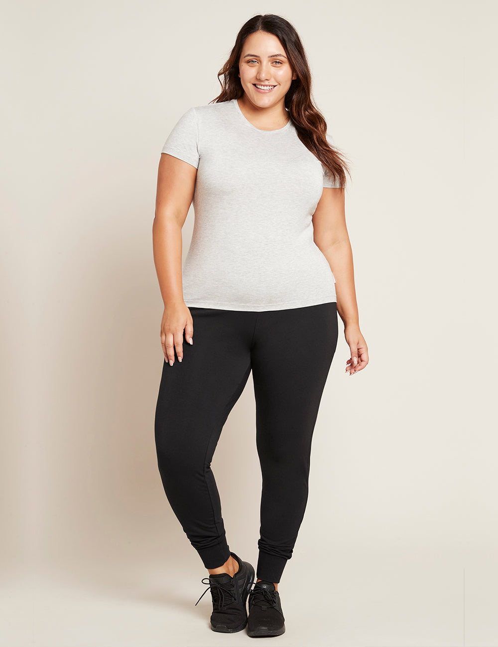 Bambu T-shirt Rund Hals Dam i Ljusgrå