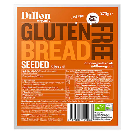 Dillon Organisk Glutenfritt bröd med frön (skivat) Eko