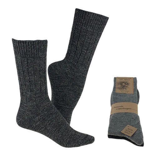 Alpacka Ullstrumpor Koksgrå & Grå Tunna 2-pack
