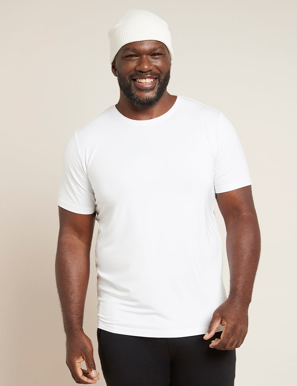 Bambu Stickad Mössa Vit Unisex