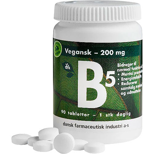 Grønne dfi vitaminer B5-vitamin 200 mg Vegansk | 90 tabletter