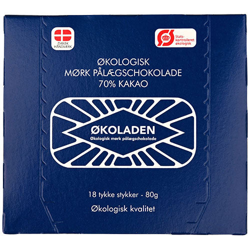 Mörk påläggsschoklad 70 % 18 st Eko