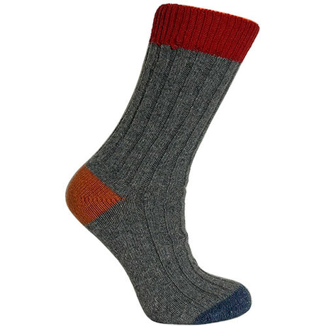 Merinostrømper Rød/grå str. 43/46