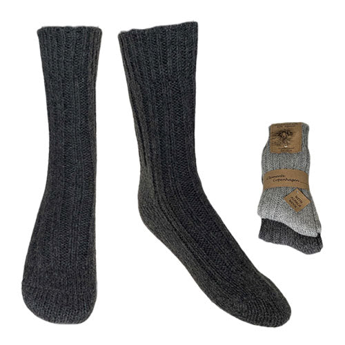 Alpacka Ullstrumpor Koksgrå & Grå Tjock 2-pack