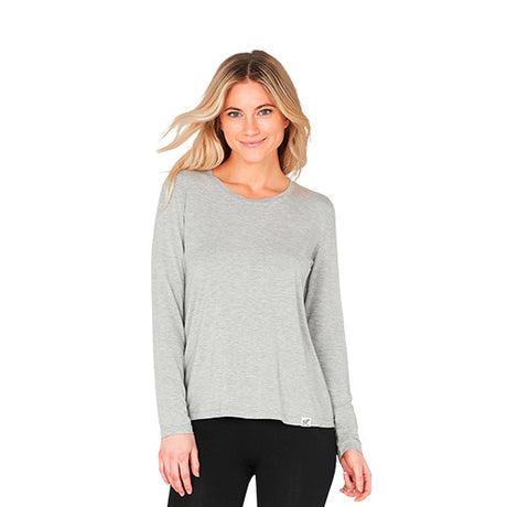 Women´s Long Sleeve Round Neck T-Shirt grå str. S