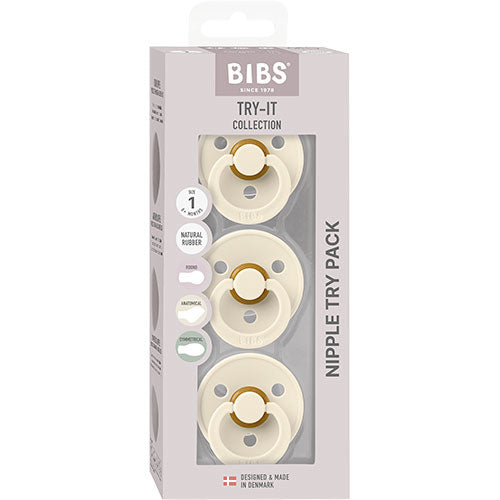 BIBS Try-it Colour Size 1 Ivory 3 PACK