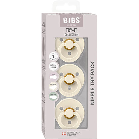 BIBS Try-it Colour Size 1 Ivory 3 PACK