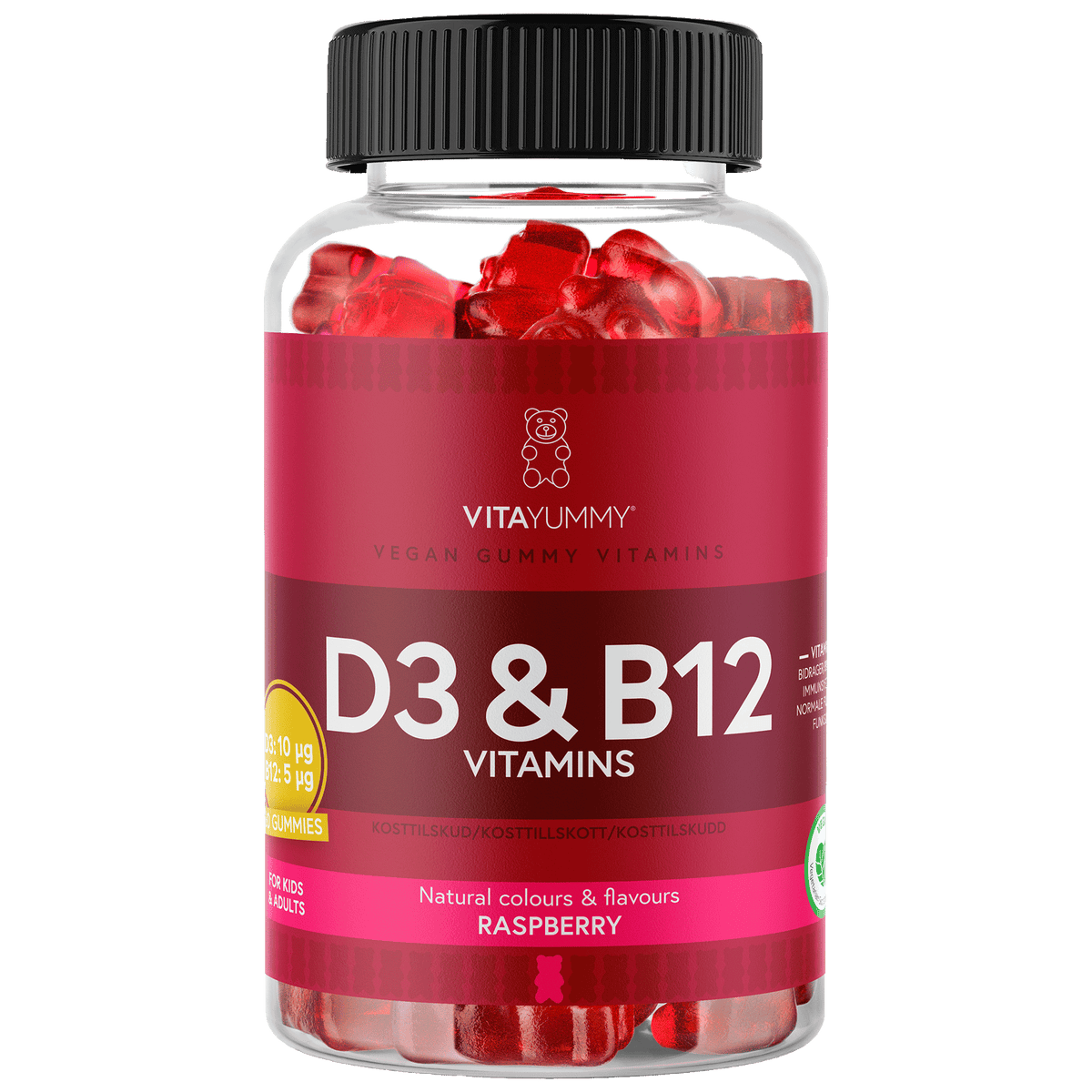 VitaYummy D3 & B12 Vitamins Raspberry | 60 st