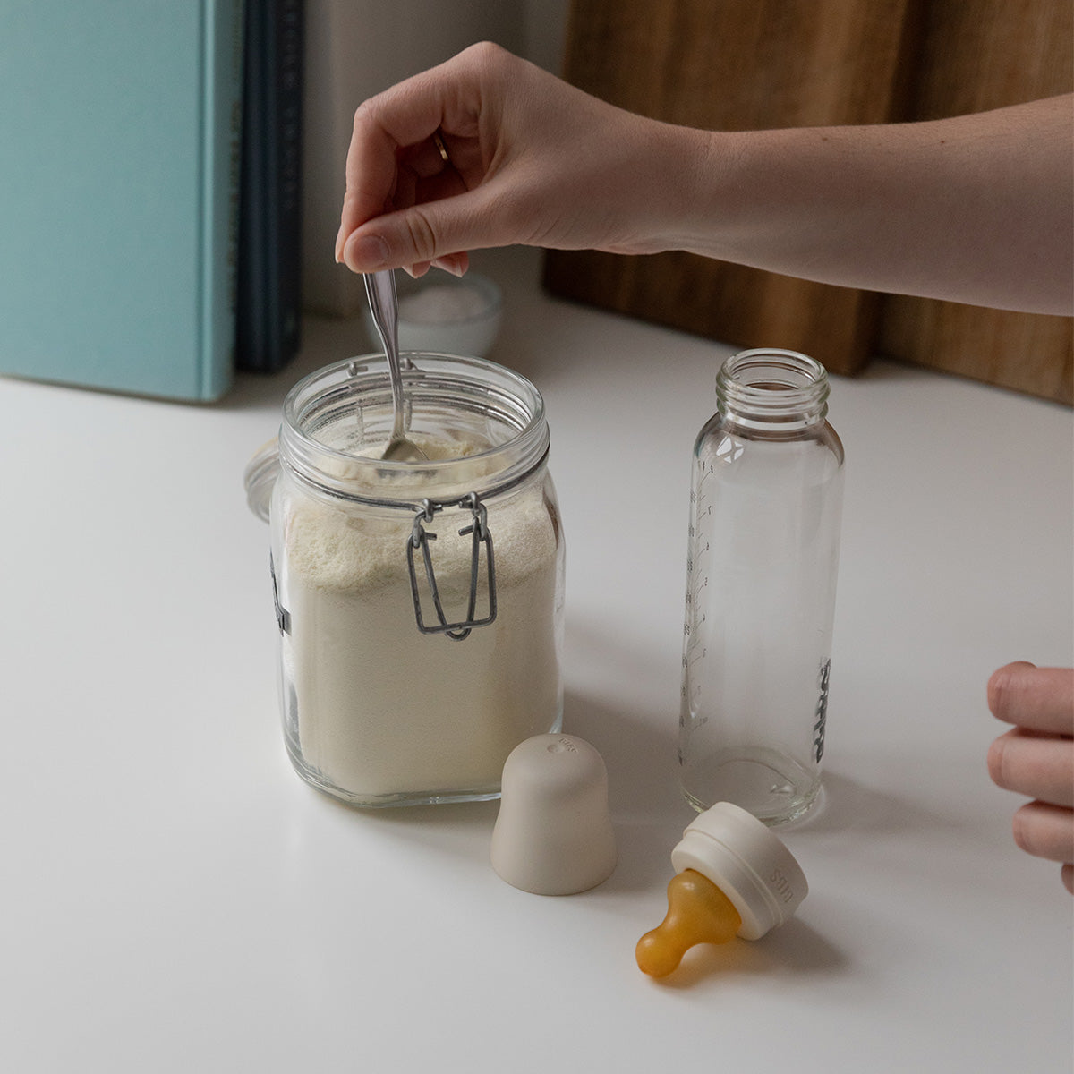 Baby Glass Bottle Complete Set Latex 225ml (Ivory)