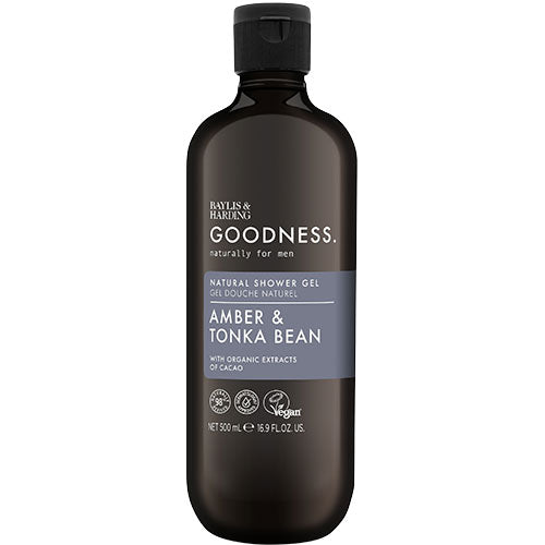 Goodness Men Amber & Tonka Bean Shower Gel