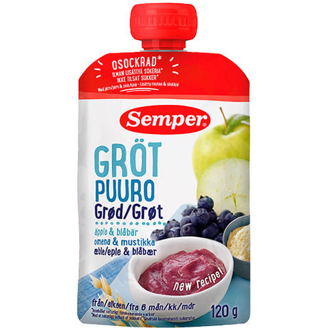 Gröt med blåbär och äpple från 6 mån.