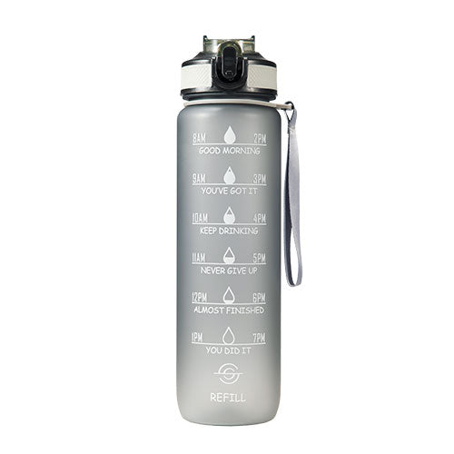 Motivational Water Bottle (Motivationsflaska) 1 Liter Svart