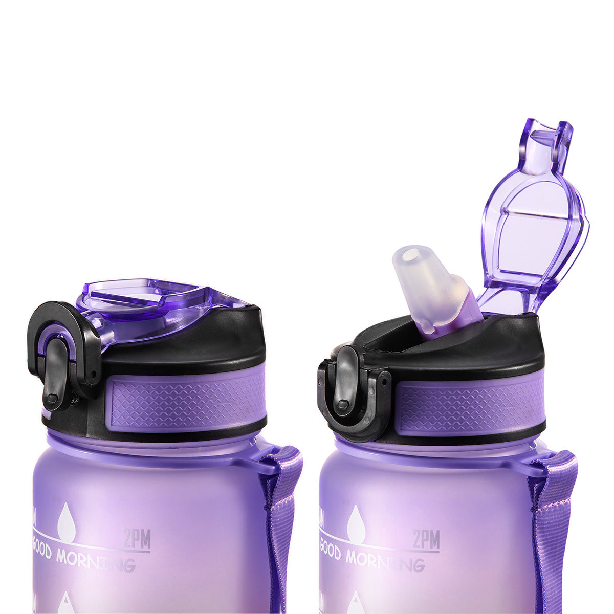 Motivational Water Bottle Motivationsflaska 1 Liter Lila/Gul/Blå