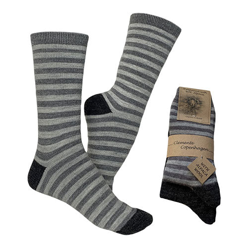 Strømper gråstribet & koksgrå str. 43/46 2-pak