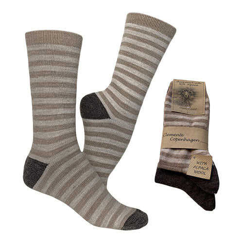 Alpacka Ullstrumpor Randiga & Brun 2-pack