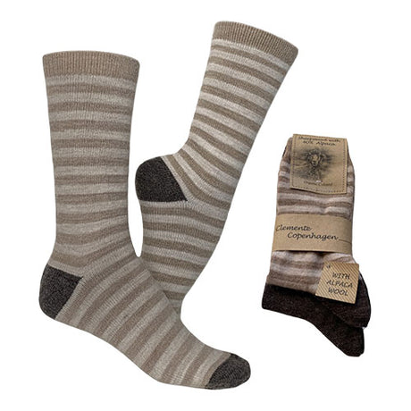 Alpacka Ullstrumpor Randiga & Brun 2-pack