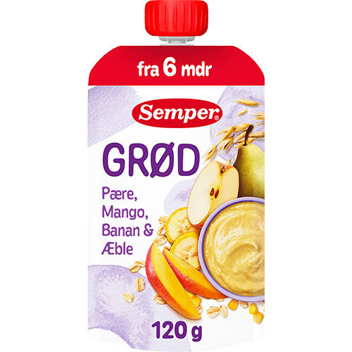 Semper Gröt med päron, mango, banan och äpple från 6 mån. | 120 g