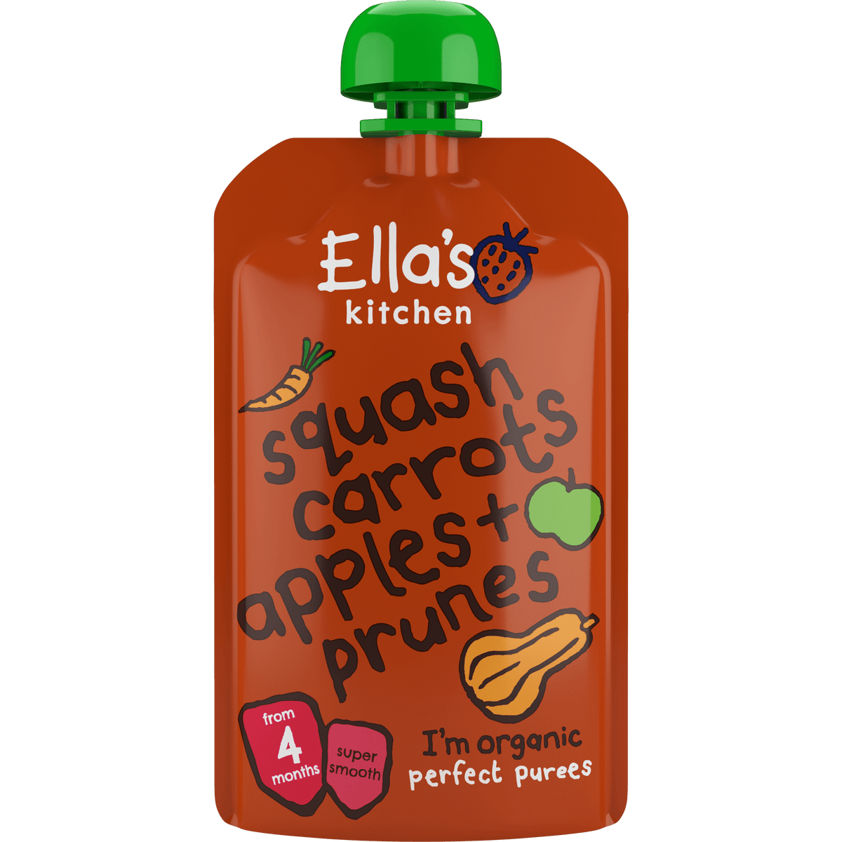 Ellas Kitchen Babymos 4 mån+ Butternut, Morot, Äpple och Katrinplommon Ekologisk | 120 g