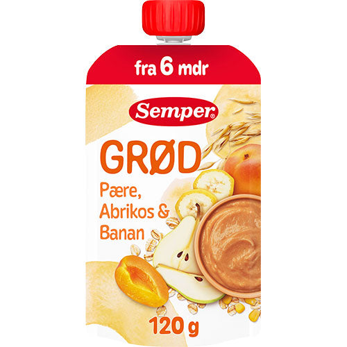 Semper Fruktpuré med päron, aprikos & banan från 6 mån. | 120 g