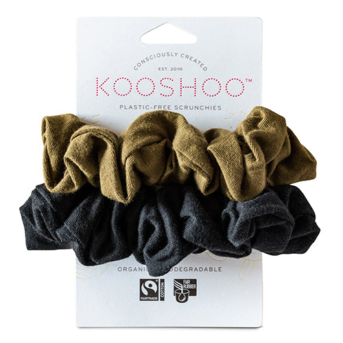 Hår Scrunchie Svart Olive 2 St - EKO & Plastfri - 2 St