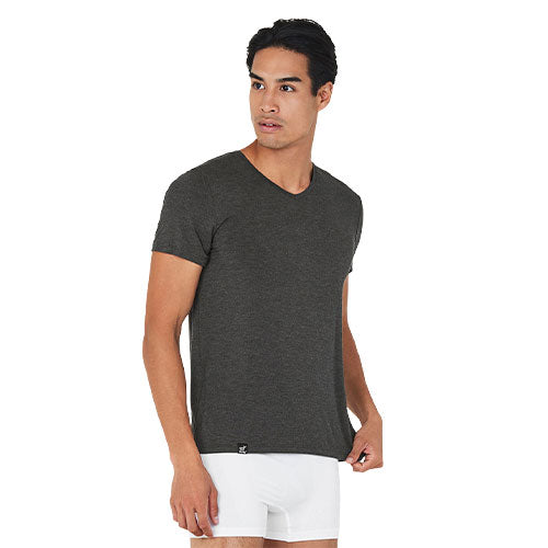 Men´s V-Neck T-Shirt Dark Marl str. S
