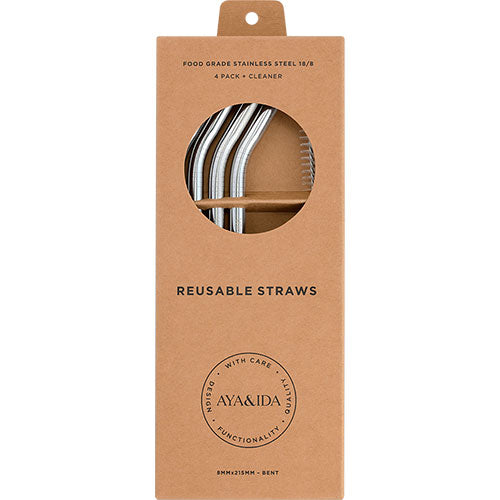 AYA&IDA Smoothie Straw silver - böjd | 1 pakke