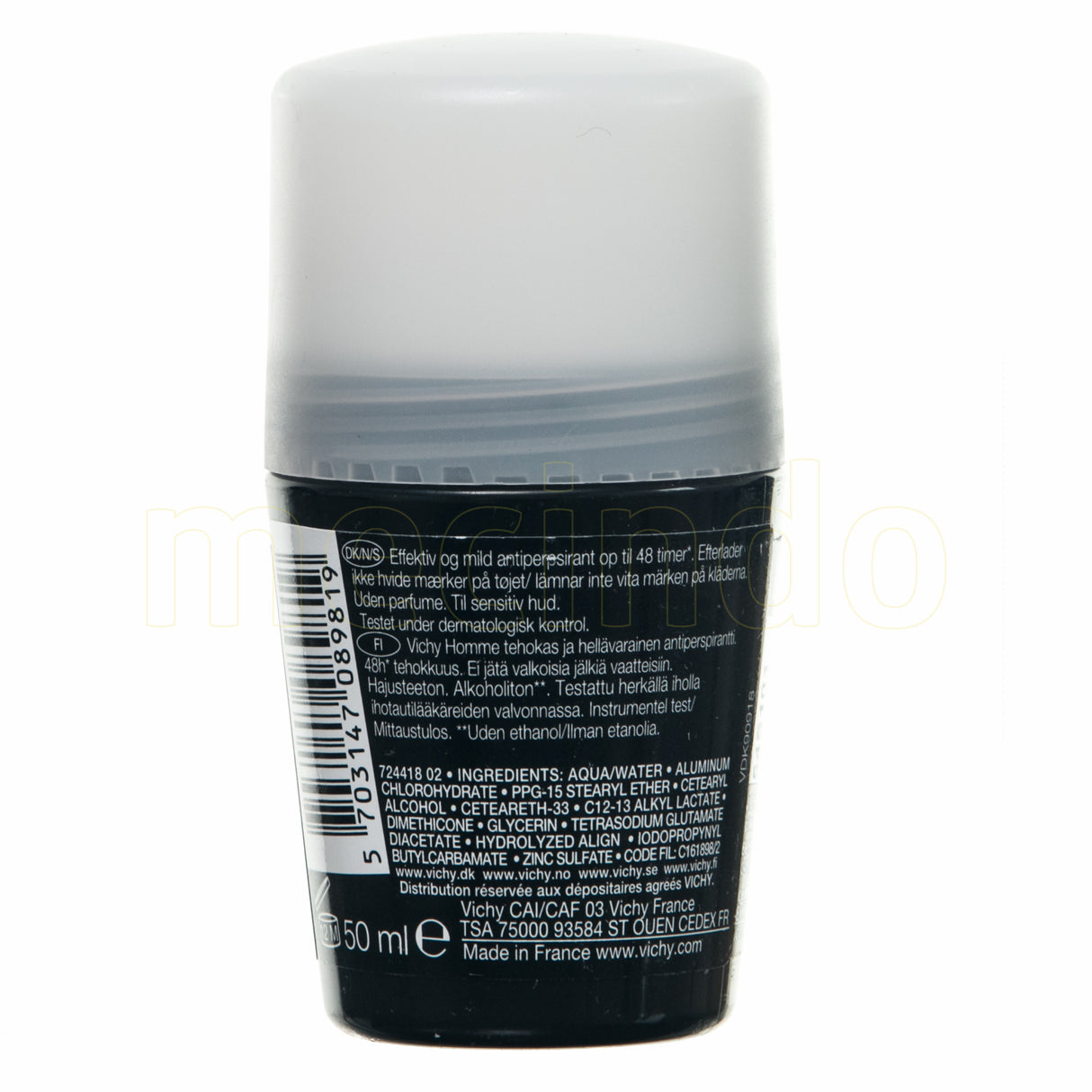 Vichy Homme Antiperspirant Deo Roll-on 48h Oparfymerad