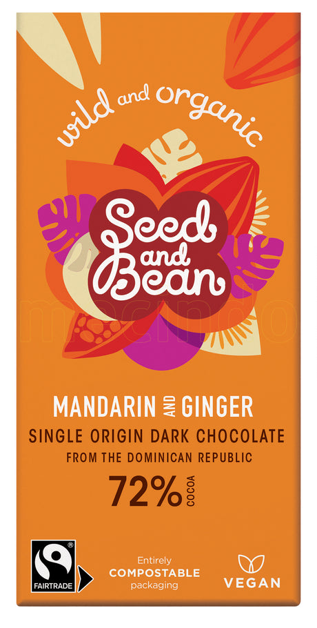 Seed And Bean Mörk Choklad 72% Mandarin & Ingefära Eko