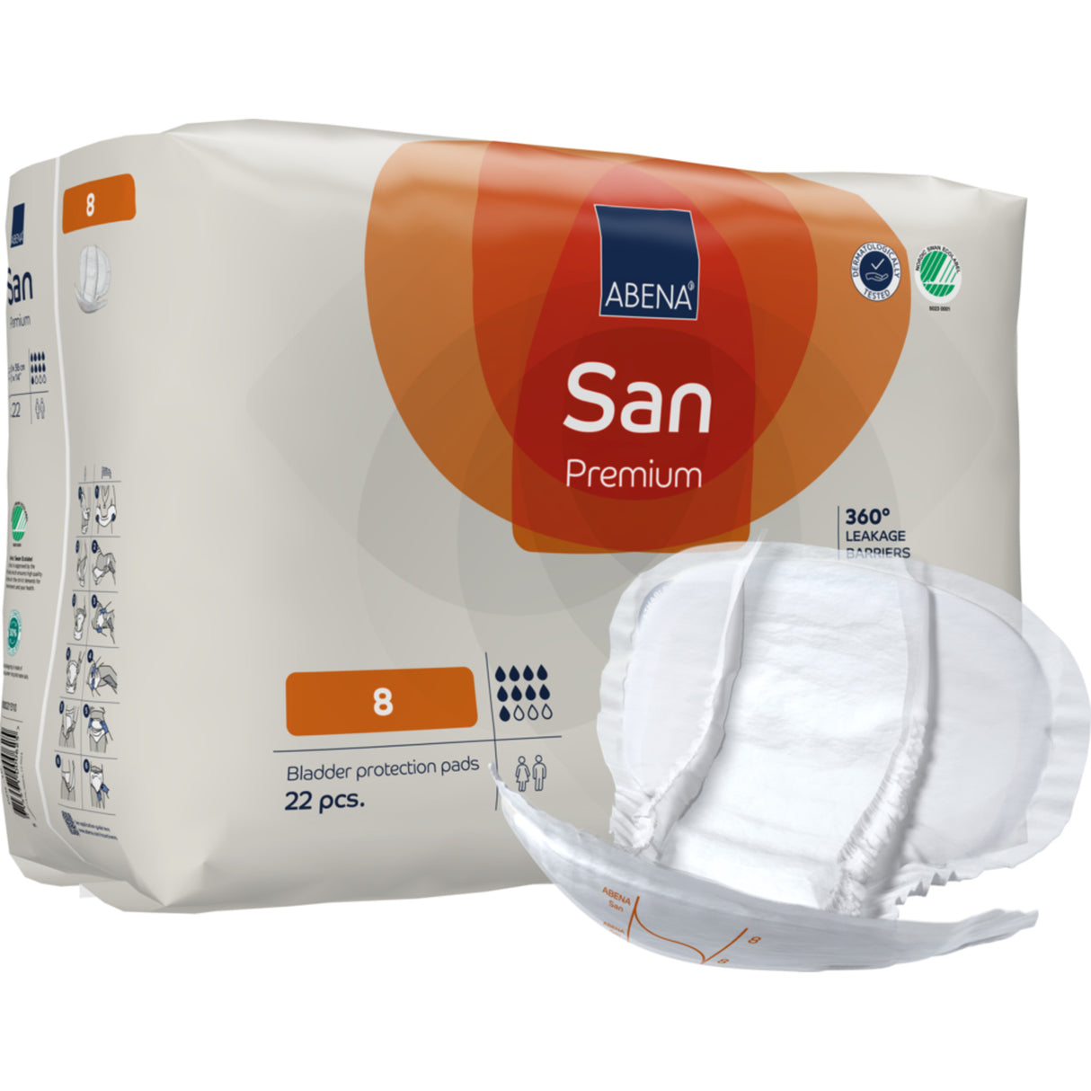 San 8, Kroppsformat Inkontinensskydd med tejp, Premium