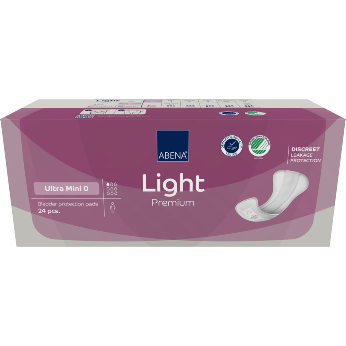 Light, Ultra Mini 0 Kroppsformat inkontinensskydd med silikonpapper, Premium
