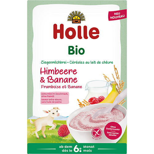 Risgröt med getmjölk, hallon och banan Ø