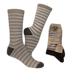 Alpaka Ullstrumpor Beigerandig + Mörkbrun Slätstickade 2-pack | Strl. 43/46