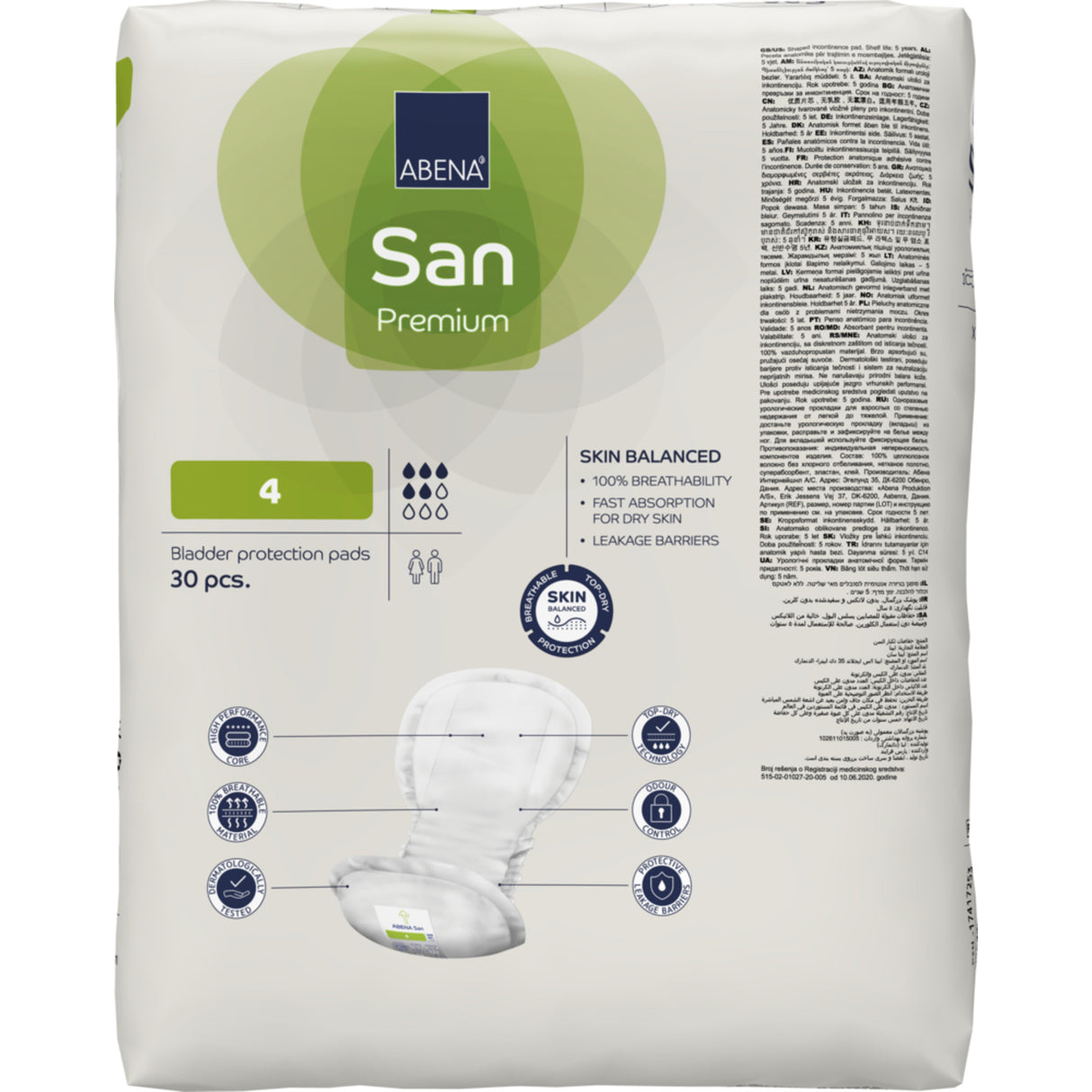 San 4, Kroppsformat Inkontinensskydd med tejp, Premium