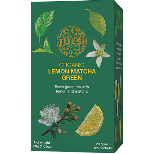 Tulsi Lemon Matcha Green Te Ekologisk | 20 påsar – Mecindo.se