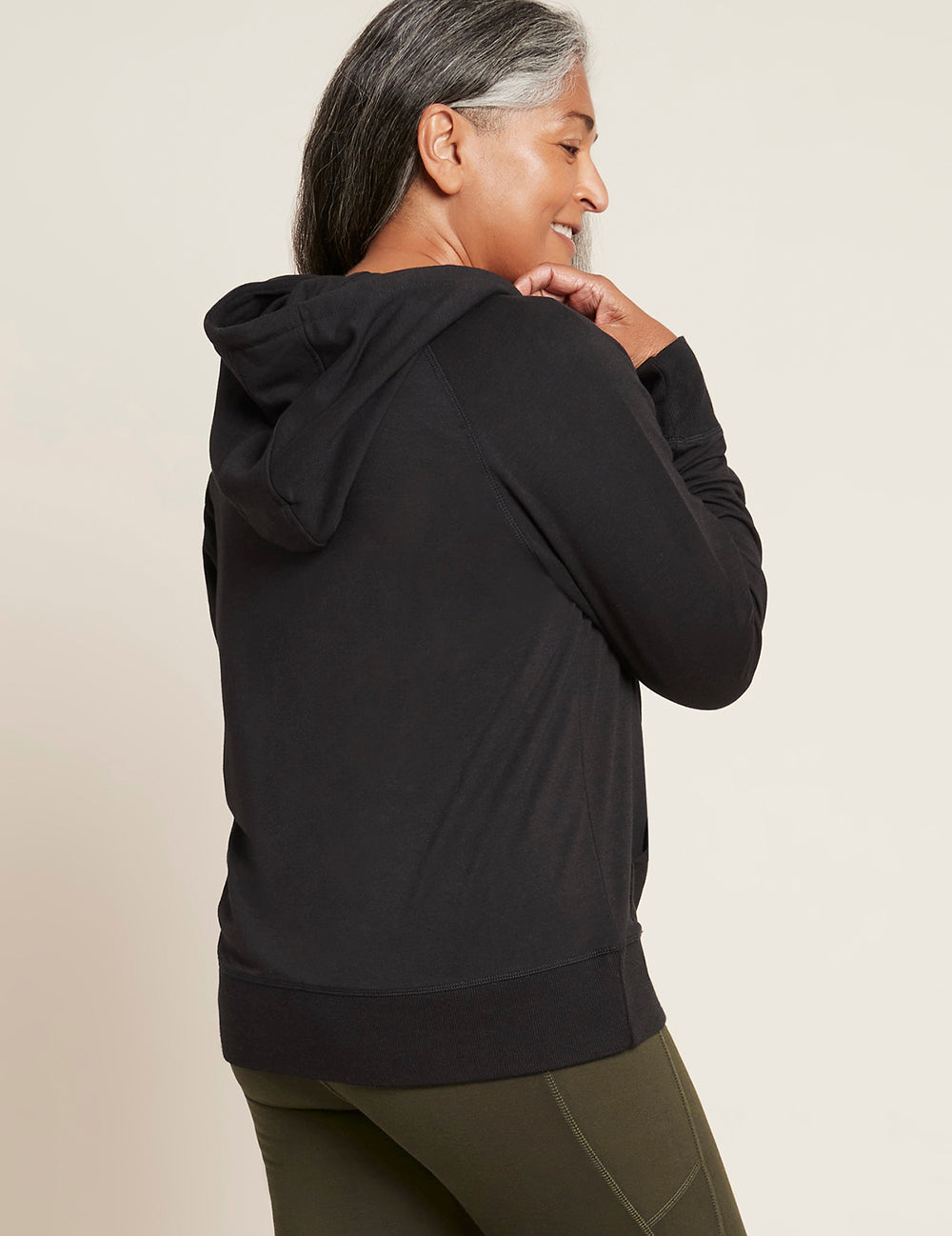 Bambu Hoodie med Dragkedja Dam Svart