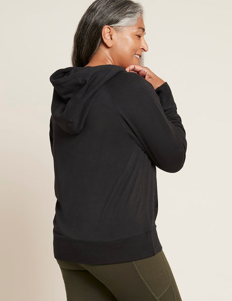 Bambu Hoodie med Dragkedja Dam Svart
