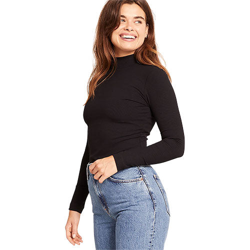 Women's Ribbed Turtleneck Top sort str. L