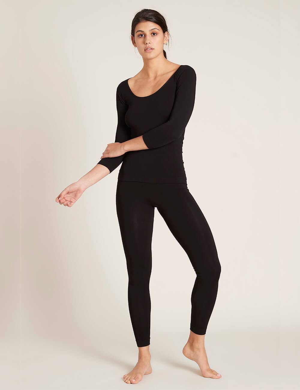 Bambu Top med 3/4 Ärmar Svart