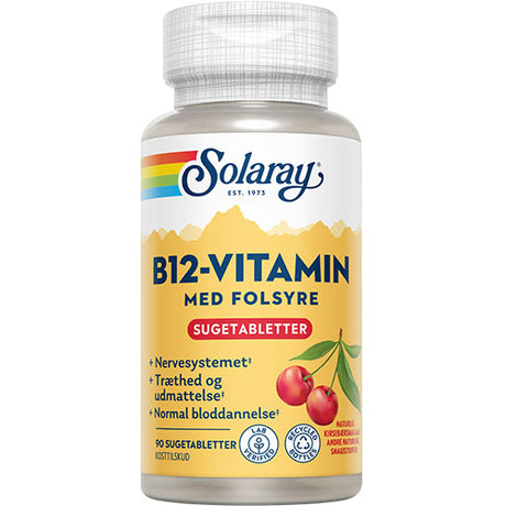 Solaray B12 Vitamin med folsyra | 90 tabletter