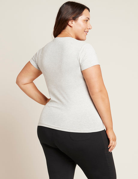 Bambu T-shirt Rund Hals Dam i Ljusgrå