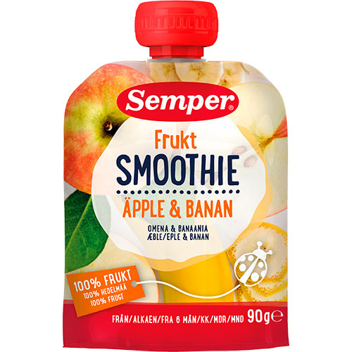 Fruktsmoothie med äpple och banan från 6 mån.