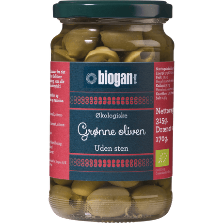 Biogan Gröna Oliver Utan Kärna Ekologisk | 340 g