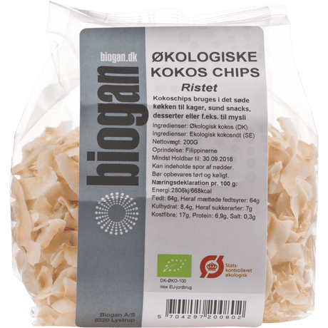 Biogan Coconut Chips Rostat Ekologisk | 200 g