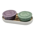 Skoon Tvålhållare i bambu med vit rist