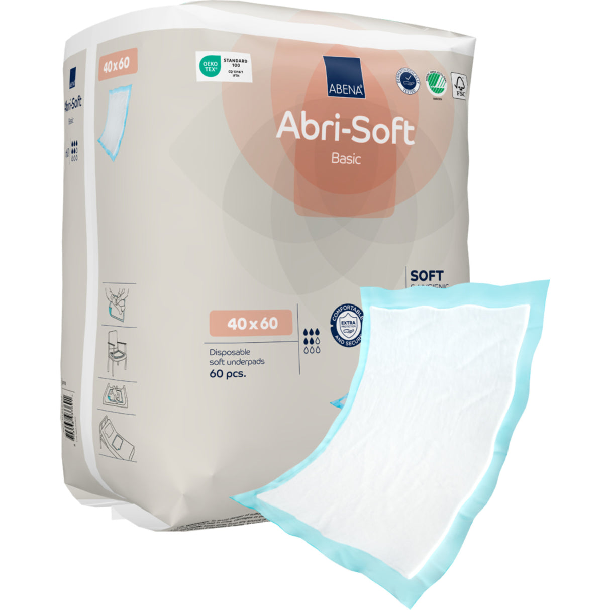 Abri-Soft Basic Light Underlägg, 60x40cm, ljusblå, fluff/nonwoven/PE